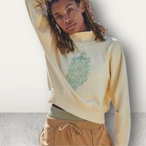 FP Movement by Free People Cream and Green Sweatshirt